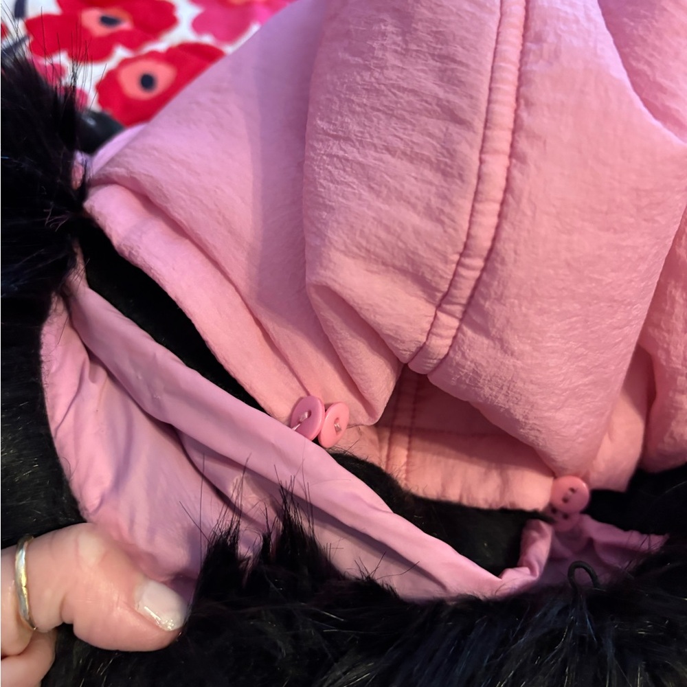 Armani Exchange Pink Puffer Jacket With Faux Fur Trim - Picture 7 of 9